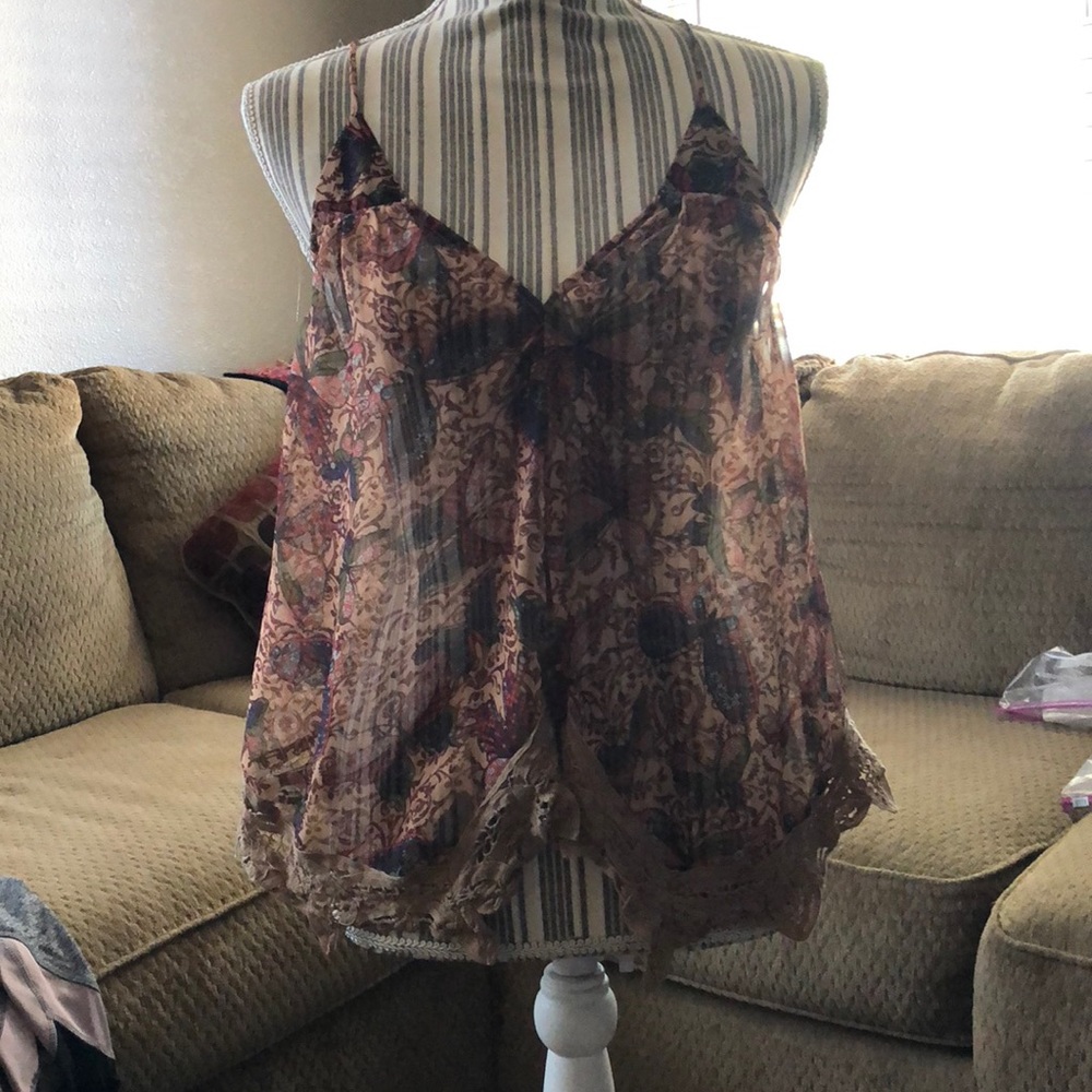 Eyeshadow sheer racer back tank top